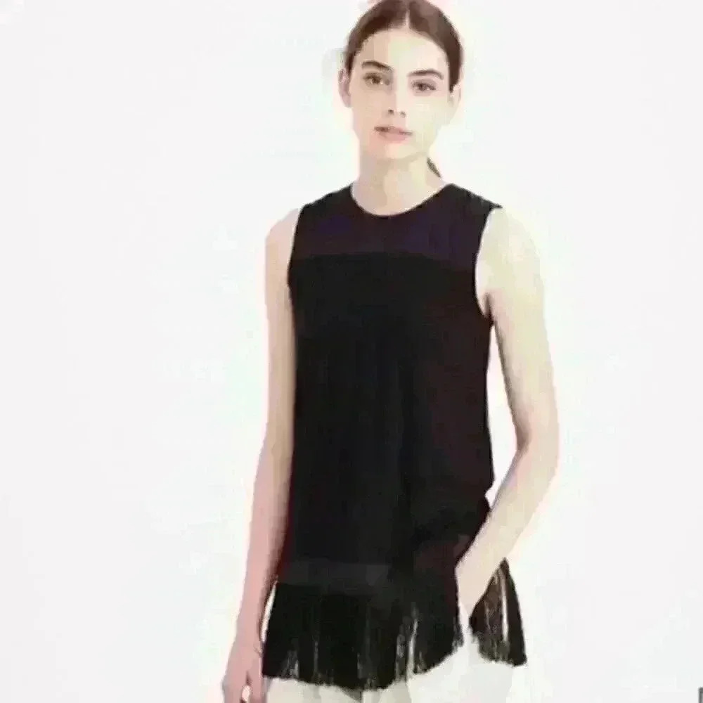 J Crew Sleeveless Fringe Top